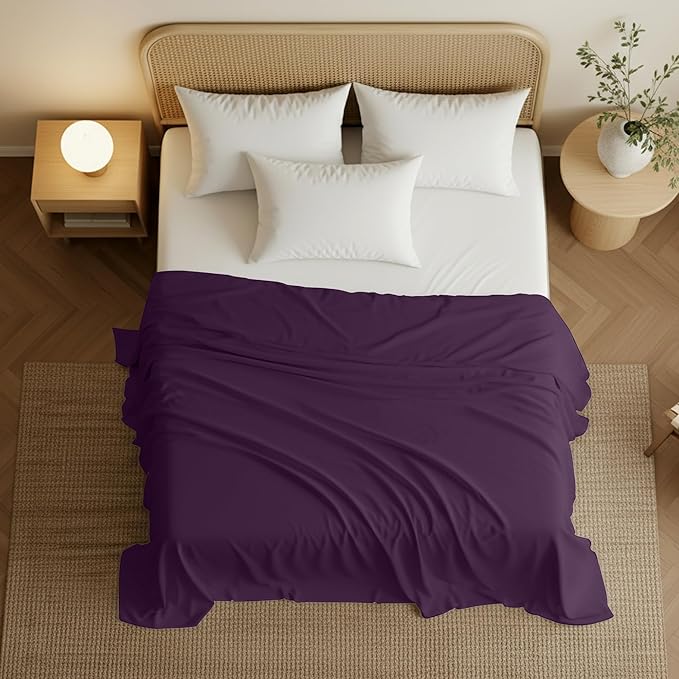 Utopia Bedding Flat Sheet - 1 Pack (Queen, Purple) - Soft Brushed Microfiber Fabric - Shrinkage & Fade Resistant Top Sheet - Easy Care Bed Sheet