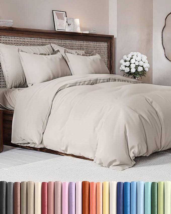 Duvet Cover Full Size - Extra Soft Full Size Duvet Cover - Lightweight, Breathable & Cozy - Easy Care & Fade Free w/ Zipper Closures & Ties - 80" x 90" Inches - (Light Grey) Comforter Not Included