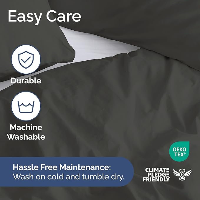 Duvet Cover Twin/Twin XL Size - Extra Soft Twin/Twin XL Size Duvet Cover - Breathable, Easy Care and Fade Free with Zipper Closures & Ties - 68" x 90" Inches - (Charcoal) Comforter Not Included