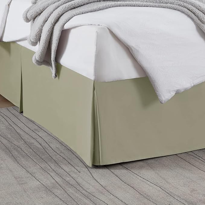 Nestl Green Bed Skirt King Size - King Bed Skirt 14 Inch Drop - Brushed Microfiber Bed Skirts - Hotel Quality Pleated Bed Skirt - Shrinkage & Fade Resistant