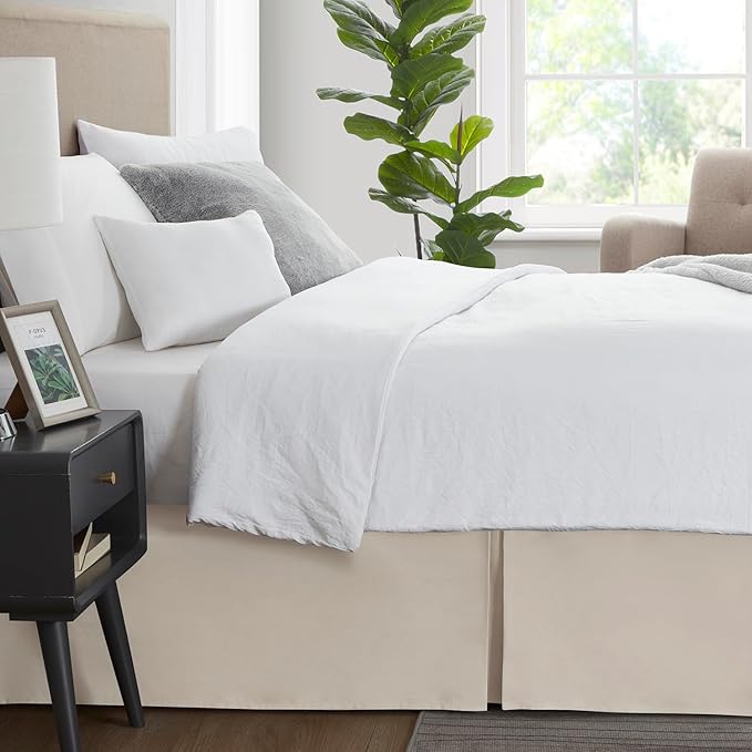 Nestl Linen Full XL Bed Skirt - Full XL Size Bed Skirt 14 Inch Drop - Brushed Microfiber Bed Skirts - Hotel Quality Pleated Bed Skirt - Shrinkage & Fade Resistant