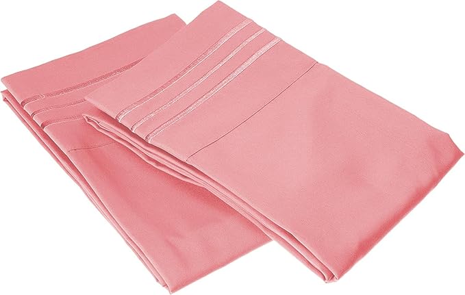 Elegant Comfort Wrinkle & Fade Resistant 1500 Premium Hotel Quality Microfiber Ultra Soft Luxurious 2-Piece Pillowcases, Standard Size, Dusty Rose