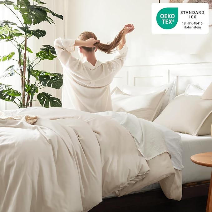 Litanika Oversized King Comforter 120x120, 3 Pieces Beige Lightweight Solid Bedding Comforter Set, All Season Fluffy Bed Set (1 Comforter & 2 Pillowcases)