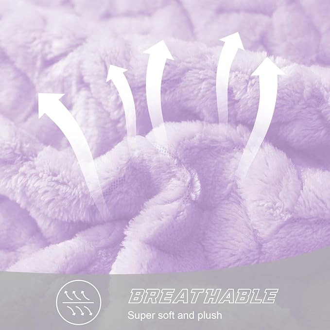 Exclusivo Mezcla Fleece King Size Blanket for Bed, 90x104 Inches Soft Cozy Jacquard Flannel Blankets, Lightweight Fuzzy Plush Warm for Women, Lilac Purple