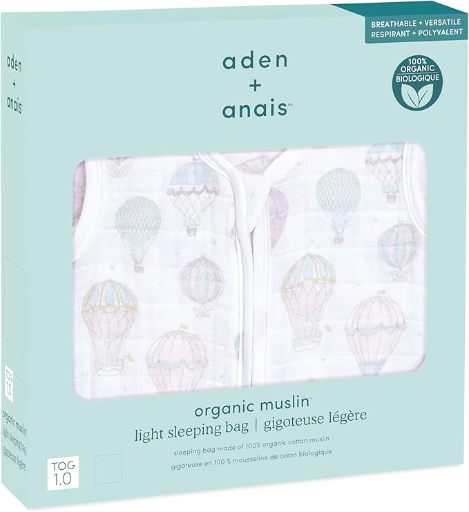 aden + anais Baby Sleeping Bag, Wearable Swaddle Blanket for Girls & Boys, Newborn Sleep Sack, Breathable & Lightweight