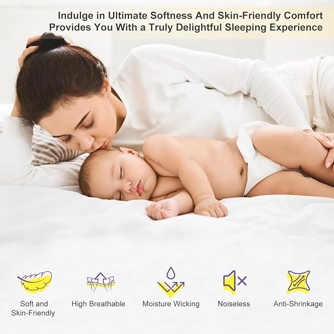Zippered Queen Mattress Protector Waterproof Cover 60"x80" Fits 6-9 inch Depth, Ptsuker Fully Encased Encasement Liquid Proof Urine Pee Protection