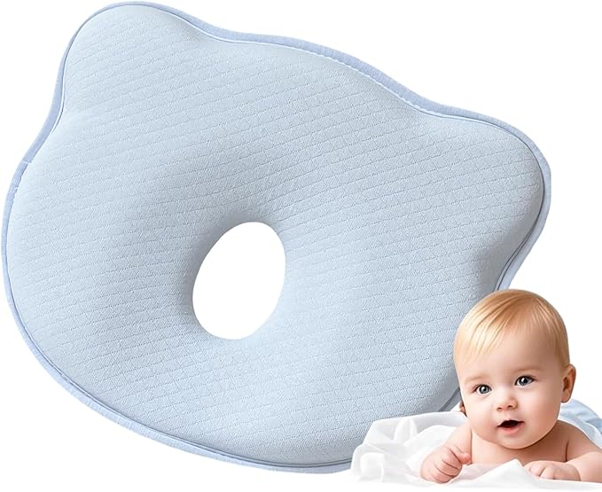 SMKHA Memory Foam Pillow and Pillowcase Set, Pillow to Prevent Flat Head,Super Soft for Baby Head