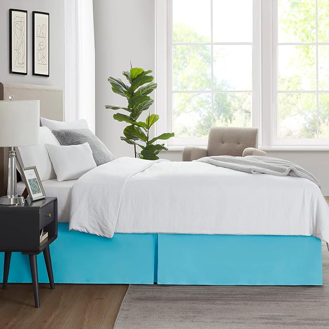 Nestl Beach Blue Bed Skirt Cal King Size - Cal King Bed Skirt 14 Inch Drop - Brushed Microfiber Bed Skirts - Hotel Quality Pleated Bed Skirt - Shrinkage & Fade Resistant