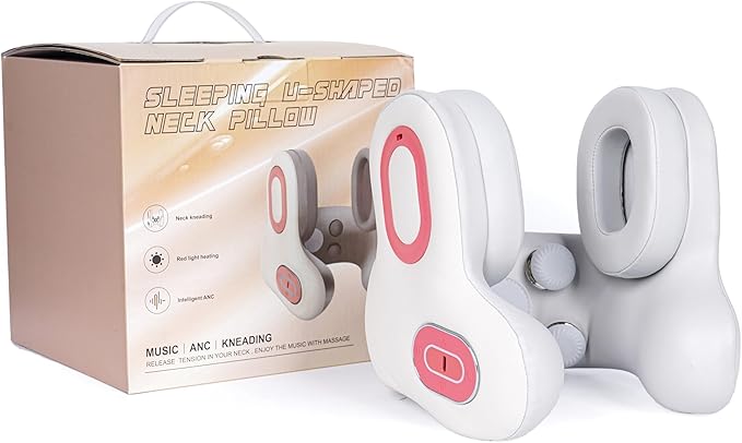 Neck Pillow for Travel U-Shape with Bluetooth Headset Airplane Pillow for Head Support Traveling Music Pillow for Home During Flight