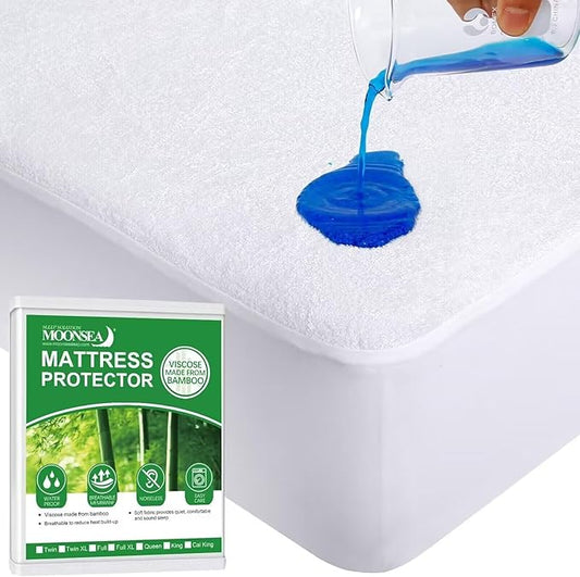 Cot Size Mattress Protector Waterproof,Smooth Top Mattress Protector for Kids,Breathable Skin Friendly and Noiseless Fitted Sheet,Viscose Terry Mattress Cover，33 * 75 * 10