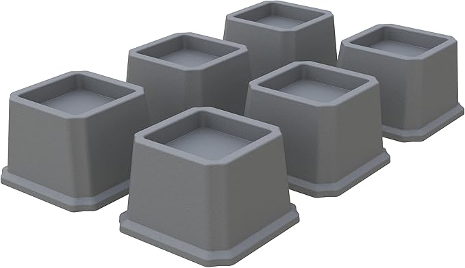 Bed Risers 2 Inch Heavy Duty Bed Elevators, Set of 6 Lifts Up 2000 lbs Furniture Riser for Sofa and Table, Gray