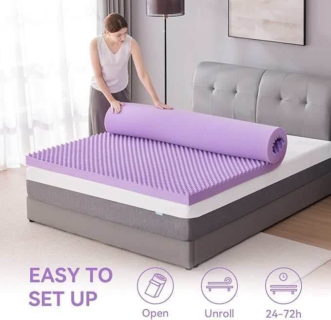 SINWEEK 3 Inch Egg Crate Memory Foam Mattress Topper King Size, Soft Mattress Pad for Back Pain Relief, Bed Topper, CertiPUR-US Certified