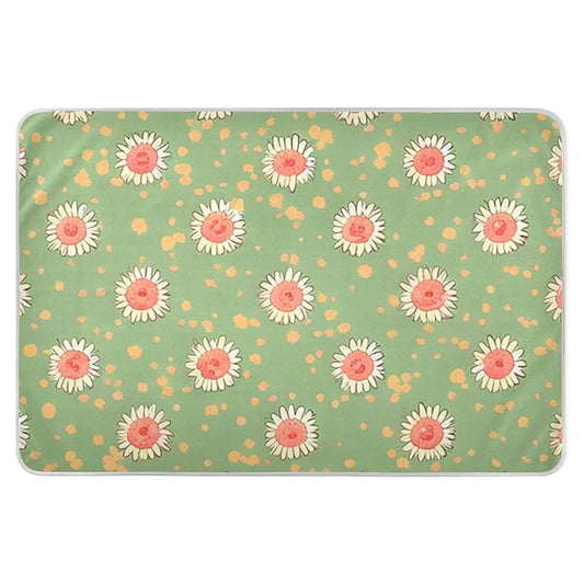 Waterproof Bed Pad Reusable Changing Pad Toddler Mattress Protector Large Pee Pad Baby Diaper Pad Soft Washable Liner Green Sunflower