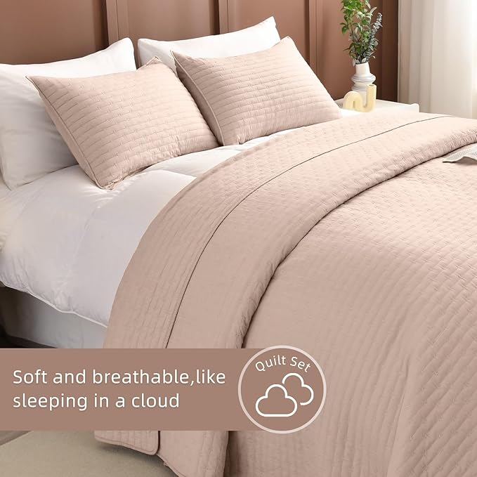 Lady Ann Oversized King Bedspread 128x120 Extra Large Quilt, 3 Pcs Camel Oversized King Quilt Set for Bed, Lightweight & Soft Farmhouse Coverlet All Season Extra Large Quilted Bedding Sets