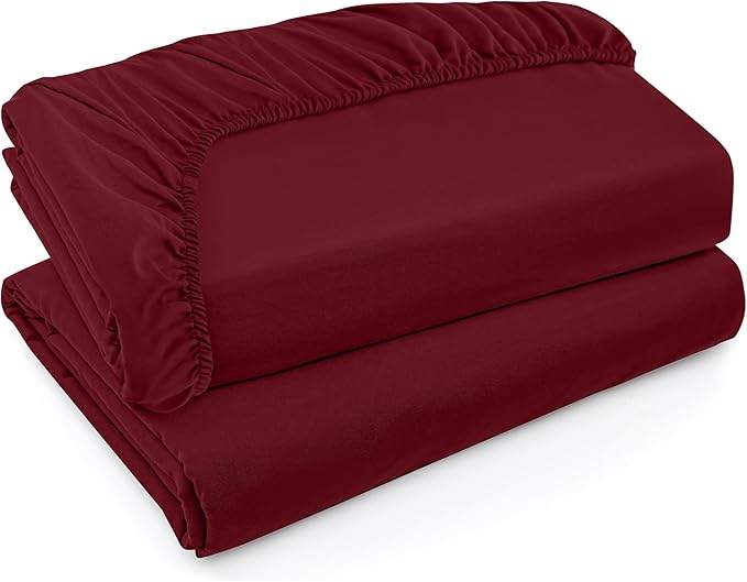 Utopia Bedding Twin XL Fitted Sheets - Bulk Pack of 2 Bottom Sheets - Soft Brushed Microfiber - Deep Pockets - Shrinkage & Fade Resistant - Easy Care (Twin XL, Burgundy)