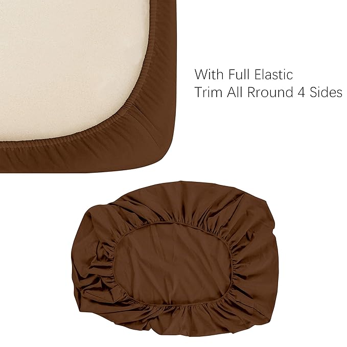 NTBAY 100% Brushed Microfiber Fitted Crib Sheet, Super Soft and Cozy 28x52 Crib Sheet for Standard Crib and Toddler Mattresses, Boys, Girls, Unisex, Brown, 28x52 Inches