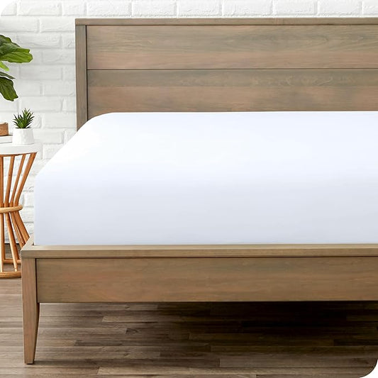 Bare Home Fitted Bottom Sheet California King - Premium 1800 Microfiber - Ultra-Soft Wrinkle Free - Deep Pocket - Cal Fitted Sheet (California King, White)
