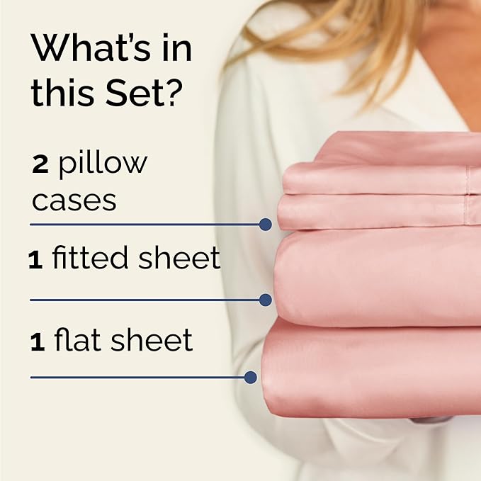 Twin 4 Piece Sheet Set - Comfy Breathable & Cooling - Ultra-Soft Hotel Luxury Bedding Set with 8-16 Inch Deep Pockets - 1 Flat & 1 Fitted Sheet & 2 Pillowcases - Wrinkle Free & Easy Care - Baby Pink