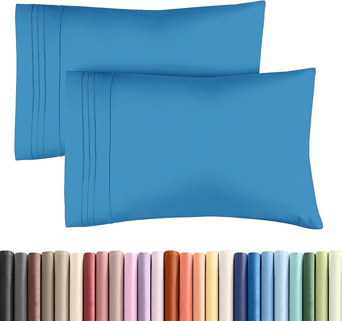 King Pillow Cases Set of 2 - Ultra Soft Hotel Quality Pillowcase Covers - Comfy, Cozy & Wrinkle Free - Shrinkage, Stain & Fade Resistant - Machine Washable Pillow Protectors - 2 Piece Set - Denim Blue