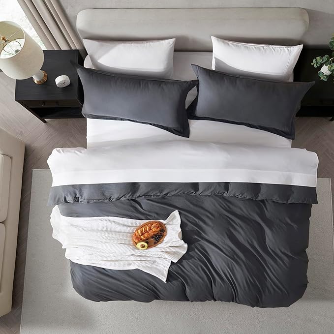 Nestl Twin Duvet Cover Set - Soft Prewashed Grey Duvet Cover Twin/Twin XL, 2 Piece, with Zipper Closure, 1 Duvet Cover 68x90 inches and 1 Pillow Sham