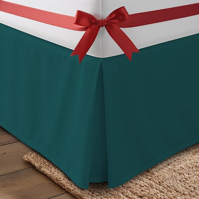 Utopia Bedding Twin Bed Skirt - Soft Quadruple Pleated Ruffle - Easy Fit with 15 Inch Tailored Drop - Hotel Quality, Shrinkage and Fade Resistant (Twin, Teal)