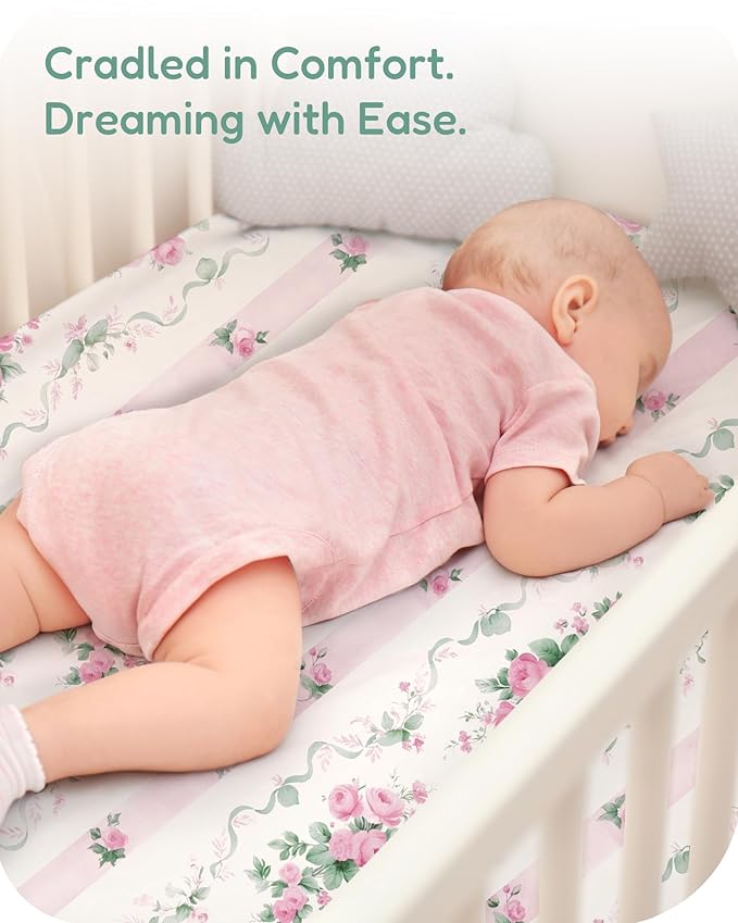 Crib Sheets 2 Pack, Fitted Crib Sheet for Standard Crib Mattress 28x52x9, Ultra Soft Jersey Knit, Breathable Stretchy Deep Pocket, Snug Fit Stays Put, Baby Crib Mattress Sheet
