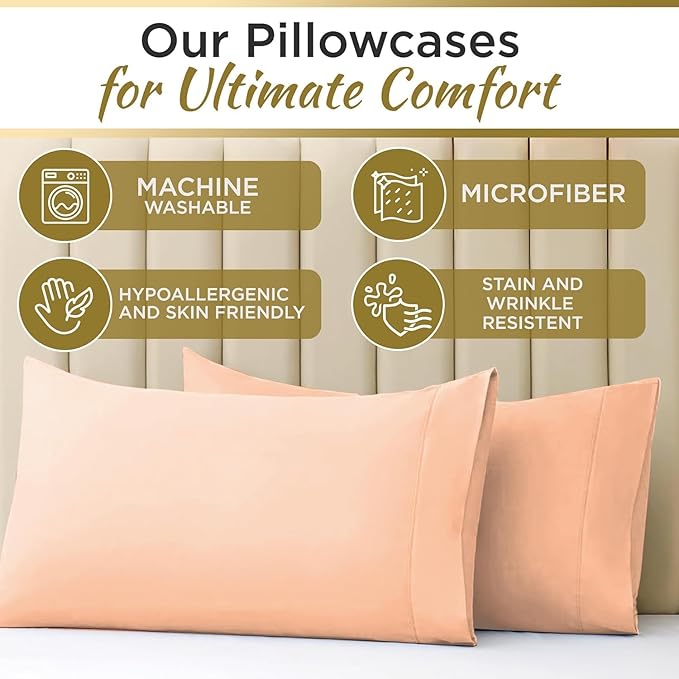 Full XL 100% Microfiber Double Brushed Sheet Set - Extra-Soft, Breathable & Wrinkle-Free - 15" Deep Pockets, 54" x 80" - Ideal for Extra Long Full Beds - 4PC Set (Full XL, Vanilla Cream)