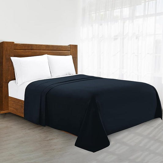 Elegant Comfort Wrinkle-Free 1500 Premier Hotel Quality 1-Piece Flat Sheet, Twin/Twin XL Size, Black