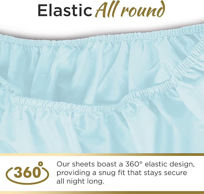 Twin XL 100% Microfiber Double Brushed Sheet Set - Extra-Soft & Wrinkle-Free - 15" Deep Pockets, 39" x 80" - Ideal for Dorms, Hospitals & Split King Beds - 3 PC Set (Twin XL, Mint Blue)