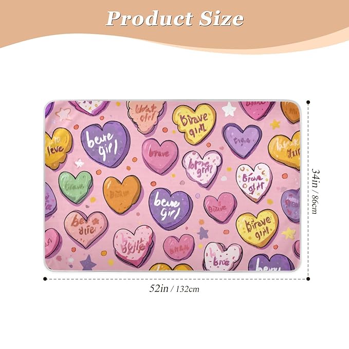 Waterproof Bed Pad Reusable Changing Pad Toddler Mattress Protector Large Pee Pad Baby Diaper Pad Soft Washable Liner Be Brave Girl Hearts Stars Dots
