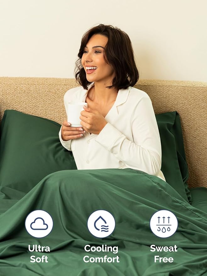 Extra Deep Twin Sheet Set - 4 Piece Breathable and Cooling Sheets - Hotel Luxury Bedding for Women, Men, Kids & Teens - Easy & Secure Fit - Soft and Wrinkle Free - Extra Deep Pockets - Emerald Green