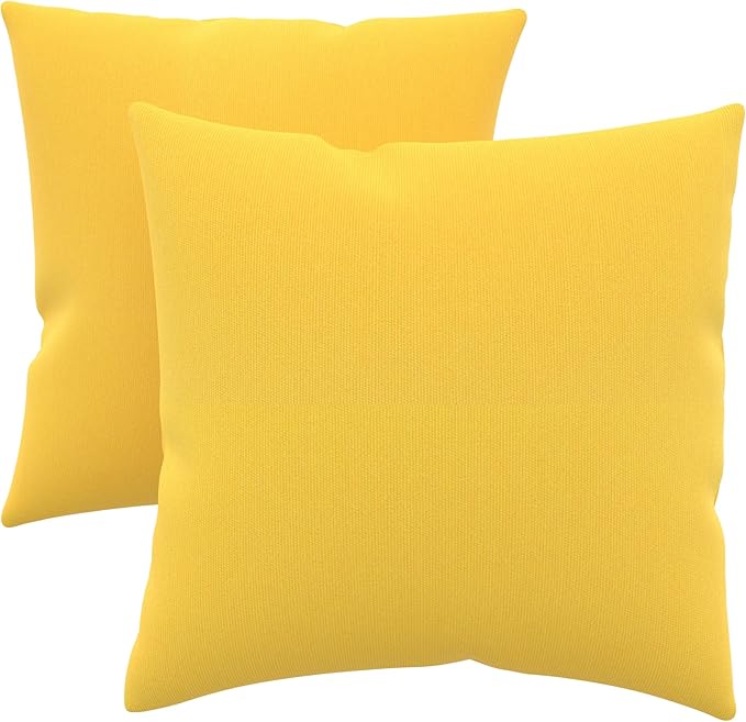 Covers & All Sunbrella Outdoor Throw Pillows, Pack of 2 Water Resistant & UV Fade Resistant Premium Square Throw Pillows (Inserts with Covers) for Indoor & Outdoor Use,24" x 24" Canvas Sunflower