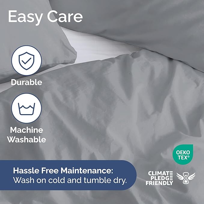 Duvet Cover Queen Size - Extra Soft Queen Size Duvet Cover - Lightweight & Breathable - Easy Care & Fade Free with Zipper Closures & Ties - 90" x 90" Inches - (Steel Blue) Comforter Not Included