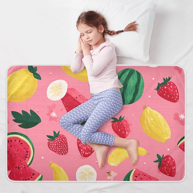 Waterproof Bed Pad Reusable Changing Pad Toddler Mattress Protector Large Pee Pad Baby Diaper Pad Soft Washable Liner Pink Watermelonstrawberry and Banana