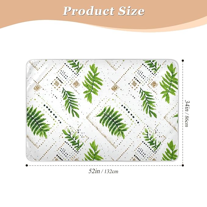Waterproof Bed Pad Reusable Changing Pad Toddler Mattress Protector Large Pee Pad Baby Diaper Pad Soft Washable Liner Green Boho Leaves