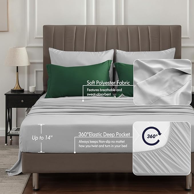 BEDELITE Twin Comforter Set 5 Pieces Bed in A Bag - Soft Microfiber Reversible Dark Green Bed Set with Comforters, Sheets, Pillowcase & Sham, Cozy Luxury Bedding Sets for All Season