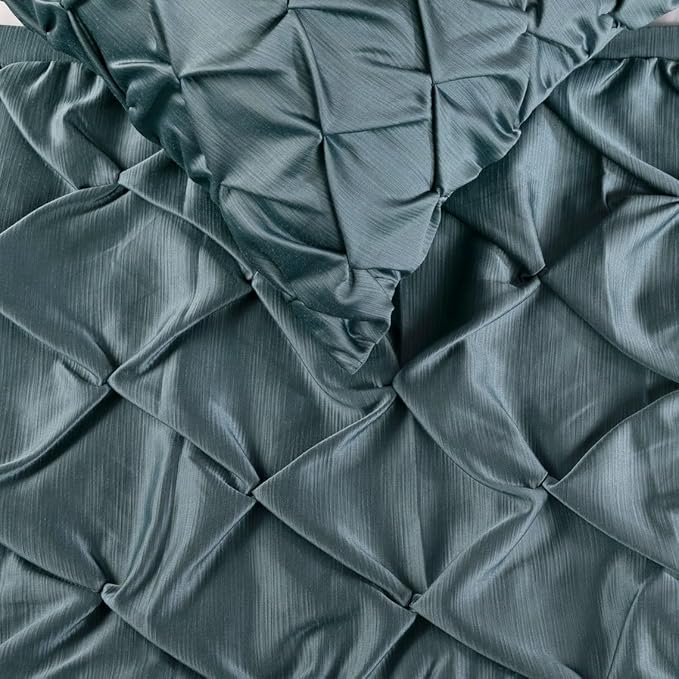 The HomeCentric Decorative Blue King 90 x 18 inch Bed Runner with 2 Pillow Cover Set, Satin Pintucks Bed Scarf, Solid Color Modern - Satin Nights