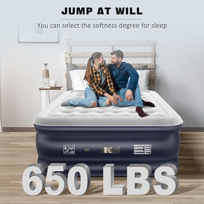 nalone Air Mattress Full with Built in Pump, 18'' Luxury Self Inflatable Mattress, 2026 Upgraded Fast Blow Up Mattress with Carry Bag, Portable Air Bed for Home, Travel & Camping, 650lbs Max