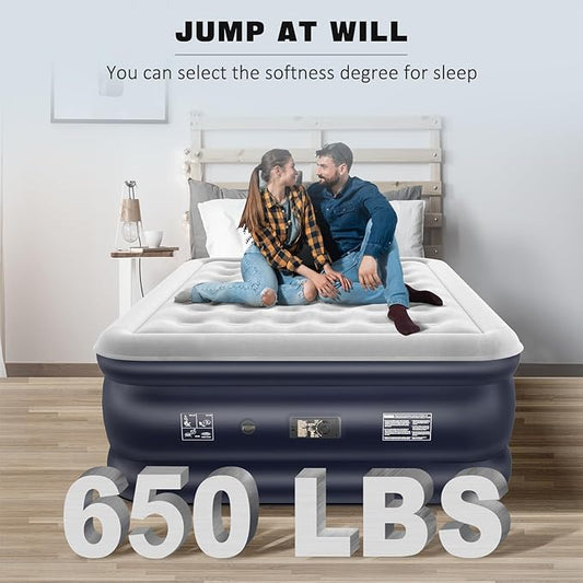 nalone Air Mattress Full with Built in Pump, 18'' Luxury Self Inflatable Mattress, 2026 Upgraded Fast Blow Up Mattress with Carry Bag, Portable Air Bed for Home, Travel & Camping, 650lbs Max