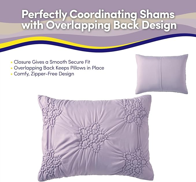 Floral Pintuck Comforter Set Twin Size – Bed in a Bag with Sheets, Pillowcases & Shams – Soft Stylish Sports Bedding – All Season Boys Basketball Bed Set