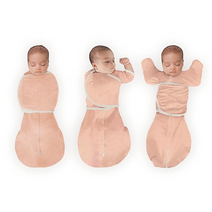 SwaddleDesigns 6-Way Omni Swaddle Sack, Arms Up Swaddle for Newborn, More Options to Calm Startle Reflex, Improves Sleep, 12-18 lbs, Heathered Peach Blush