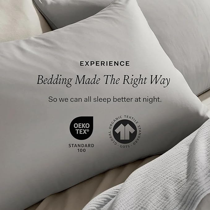 BOLL & BRANCH Signature Comforter Set - Full/Queen, Mist - Duvet Insert and Cover in One Layer - Luxury Organic Cotton, Down Alternative, Hypoallergenic, All-Season - 1 Comforter and 2 Shams