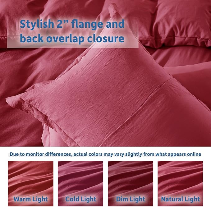 Nestl Twin Duvet Cover Set - Soft Prewashed Burgundy Red Duvet Cover Twin/Twin XL, 2 Piece, with Zipper Closure, 1 Duvet Cover 68x90 inches and 1 Pillow Sham
