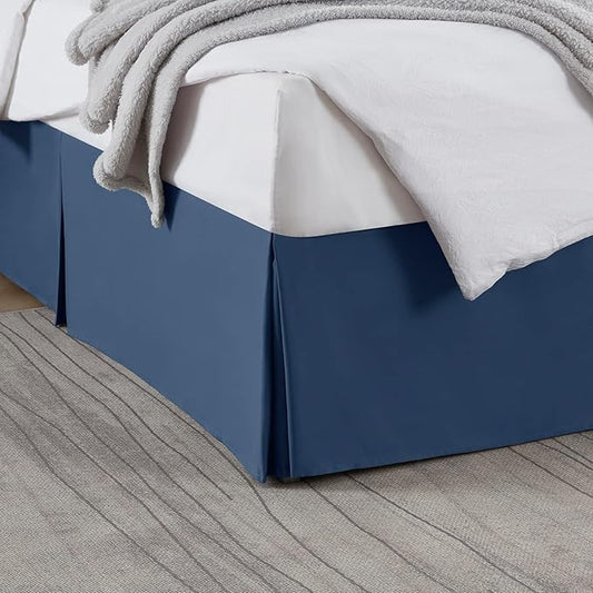 Nestl Navy Blue Bed Skirt Cal King Size - Cal King Bed Skirt 14 Inch Drop - Brushed Microfiber Bed Skirts - Hotel Quality Pleated Bed Skirt - Shrinkage & Fade Resistant