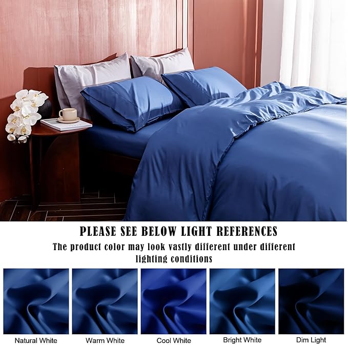 Pillow Cases Queen Size 2 Pack, Bamboo Rayon Cooling Pillowcases with Envelope Closure, Cool Breathable Pillow Case for Hot Sleepers & Night Sweats, 20x30 inch, Deep Blue