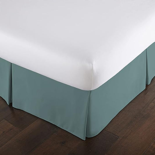 Southshore Fine Living, Inc. King Bed Skirt - 14" Drop, Luxury Pleated Bed Skirts, King Size Bedding Dust Ruffle, King Size Bed Skirting, Steel Blue (Teal)