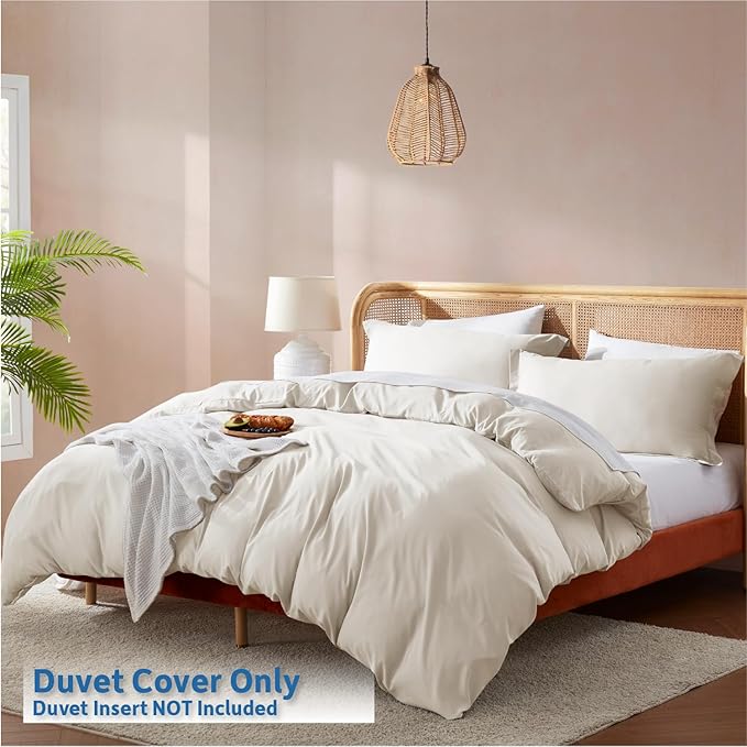 Nestl Twin Duvet Cover Set - Soft Double Brushed Off White Duvet Cover, 2 Piece Set with Button Closure, 1 Duvet Cover 68x90 inches and 1 Pillow Sham