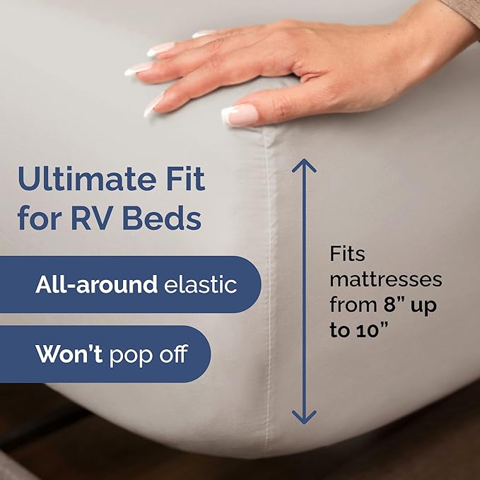 Short Queen RV Size 4 Piece Sheet Set - Comfy Breathable & Cooling Bed Sheets Set - Hotel Luxury Bedding for Women, Men, Kids, Teens, Boys & Girls - Deep Pockets & Ultra-Soft - Oeko-Tex - Light Grey
