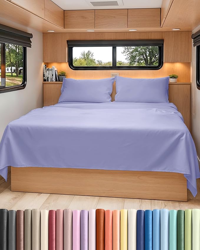 Short Queen RV Size 4 Piece Sheet Set - Comfy Breathable & Cooling Bed Sheets Set - Hotel Luxury Bedding for Women, Men, Kids, Teens, Boys & Girls - Deep Pockets & Wrinkle Free - Oeko-Tex - Lavender