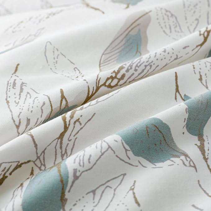 OAITE Duvet Cover Set Queen Size Floral Pattern 500 Thread Count Ultra Soft 100% Cotton Duvet Cover Sets 3-PC, Breathable Duvet Cover with Zipper Closure & Corner Ties